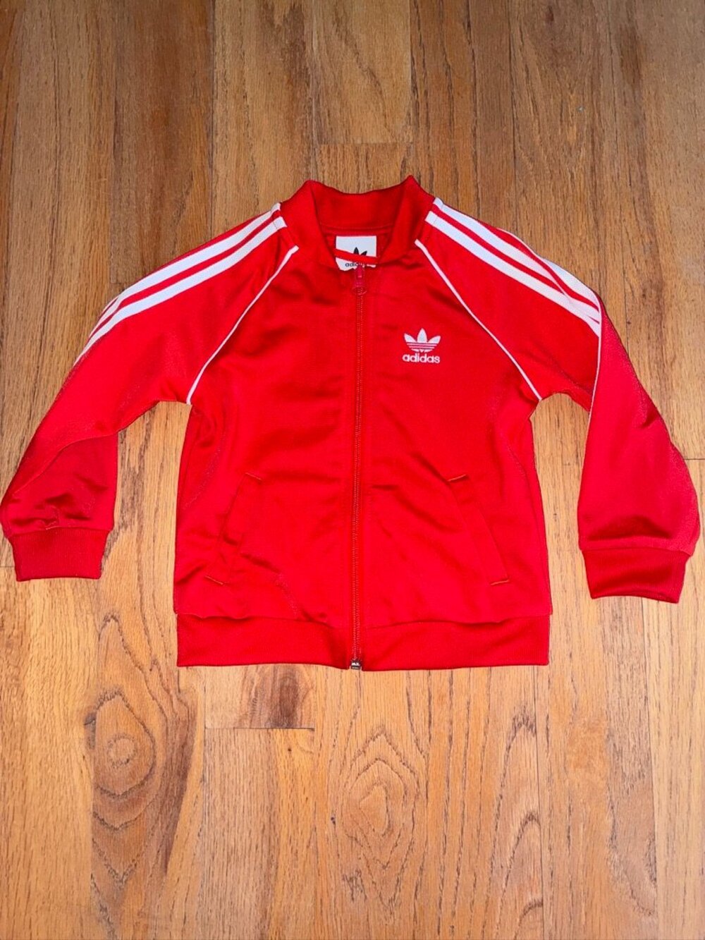 adidas Originals Red White 3 Stripe Full Zip Track Jacket Baby 18M